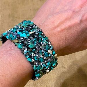 Turquoise and Rhinestone Bracelet